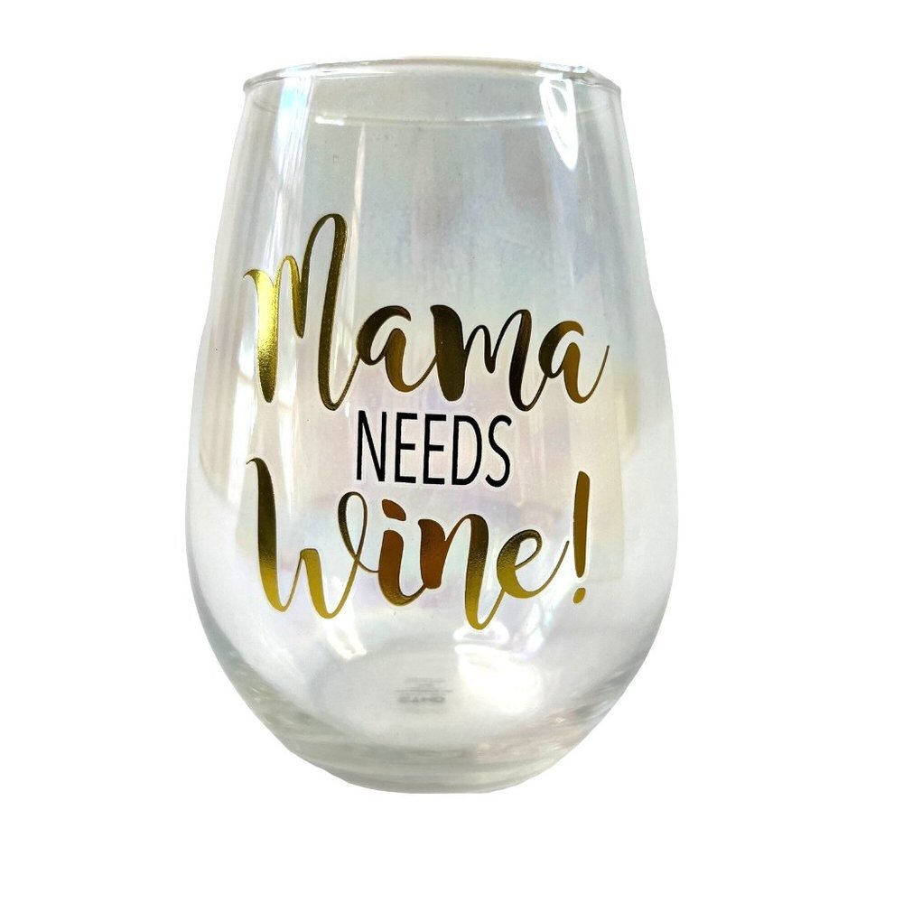 Mama Needs Some Wine 30 Oz Oversized Iridescent Stemless Wine Glass Gift